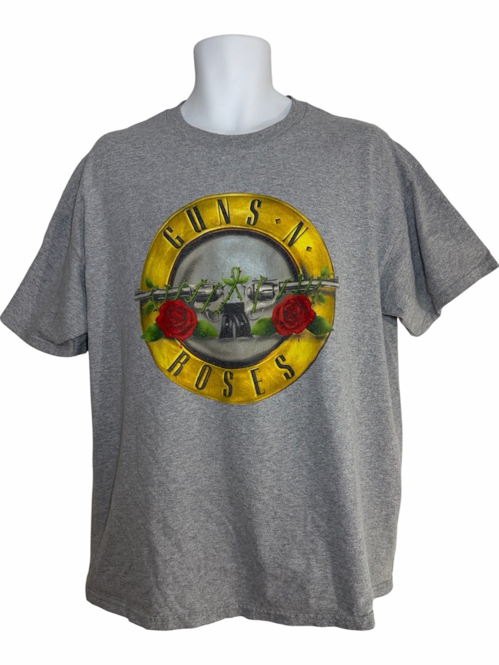 Alstyle Gray Guns N' Roses Logo Tee with Red Rose Accent XL